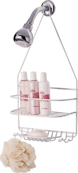 Simple Spaces SS-SC-25-PE-3L Shower Caddy, 2-Shelf, Steel, 10 in OAW, 19 in OAH, 4-1/4 in OAD, 10 lb