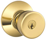 Schlage F51A VBEL505K4 Keyed Entry Knob, Solid Brass/Zinc, Brass