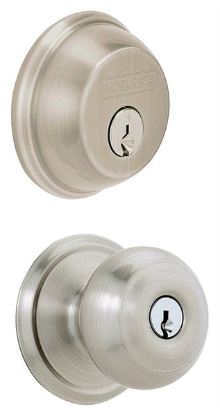 Schlage Georgian Series FB50NVGEO619 Knob Lockset, 2 Grade, Keyed Alike Key, Steel, Satin Nickel, K4 Keyway