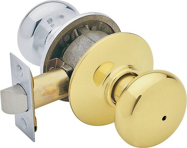 Schlage Plymouth Series F40 PLY 605 X 625 Privacy Door Knob Set, Brass, Brass/Chrome