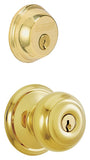 Schlage Georgian Series FB50VGEO505 Knob Lockset, 2 Grade, Keyed Alike Key, Steel, Brass, 2-3/8 x 2-3/4 in Backset