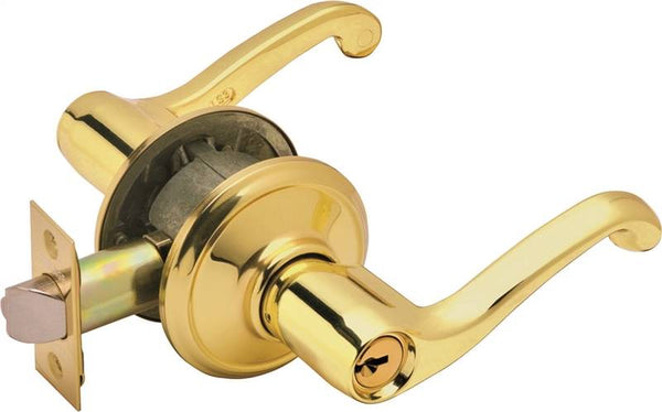 Schlage Flair Series F51A V FLA 505 Entry Lever Lockset, Brass, Brass