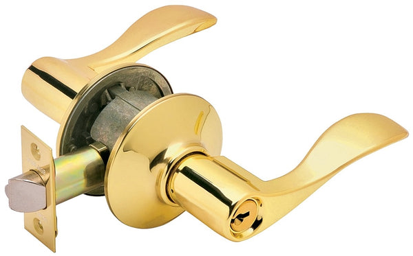 Schlage Accent Series F51A V ACC 505 Entry Lever Lockset, Brass, Brass