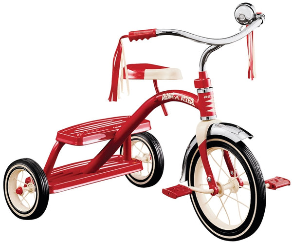 RADIO FLYER 33 Dual Deck Tricycle, 2-1/2 to 5 years, Steel Frame, 12 x 1-1/4 in Front Wheel, 7 x 1-1/2 in Rear Wheel