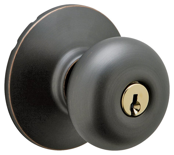 Schlage Plymouth Series F51A VPLY716 Keyed Entry Knob, Solid Brass/Zinc, Aged Bronze