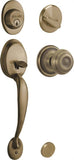 Schlage F60PLYXGEO609 Handleset, 1 Grade, Keyed Different Key, Brass, Antique Brass, 2-3/8 x 2-3/4 in Backset, C Keyway