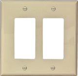 Eaton Wiring Devices PJ262V Wallplate, 4-1/2 in L, 4.56 in W, 2 -Gang, Polycarbonate, Ivory, High-Gloss