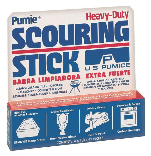 Pumie HDW-12 Scouring Stick, Glass Abrasive, 5-3/4 in L, 1-1/4 in W, Gray