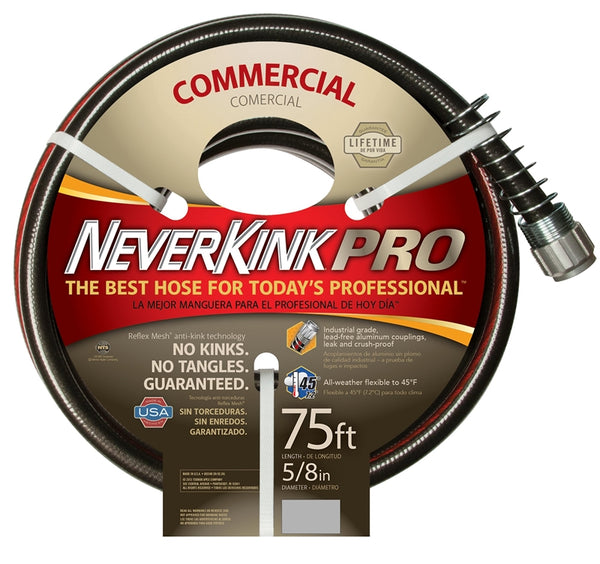 Neverkink PRO Commercial Duty Series 8845-75 Water Hose, 5/8 in, 75 ft L, Threaded Coupling
