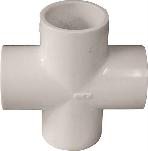 LASCO 420012BC Pipe Cross, 1-1/4 in, Slip, PVC, White, SCH 40 Schedule