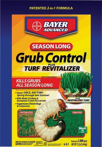 BioAdvanced 700710M Grub Control Plus Turf Revitalizer, Granular, Spreader Application, Outdoor, 12 lb Bag