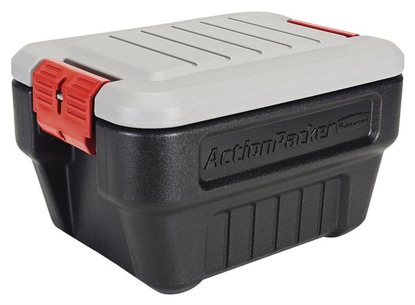 Rubbermaid ActionPacker RMAP080000 Storage Box, Plastic, Black, 19 in L, 14.1 in W, 12.1 in H