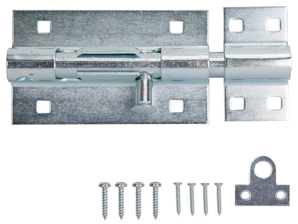 ProSource 33305ZCX-PS Padlockable Barrel Bolt, 0.6 Dia in Bolt Head, 6 in L Bolt, Steel, Zinc