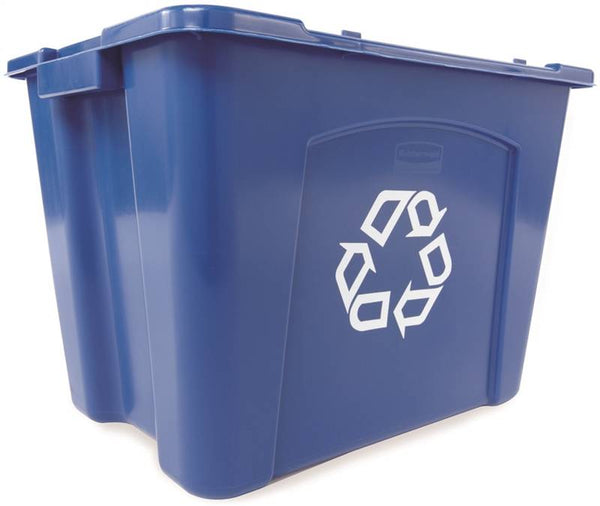 Rubbermaid FG571473BLUE Recycling Box, 14 gal Capacity, Resin, Blue, 20-3/4 in L x 16 in W x 14-3/4 in D Dimensions
