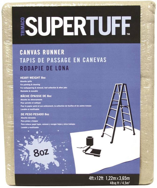 Trimaco SUPERTUFF 58907 Drop Cloth, 12 ft L, 4 ft W, Canvas, Gold