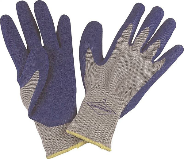 Diamondback GV-SHOWA/L Gripper Work Gloves, Men & Women, 10 in L, Knit Liner Cuff, Rubber Latex Coating, Grey & Blue
