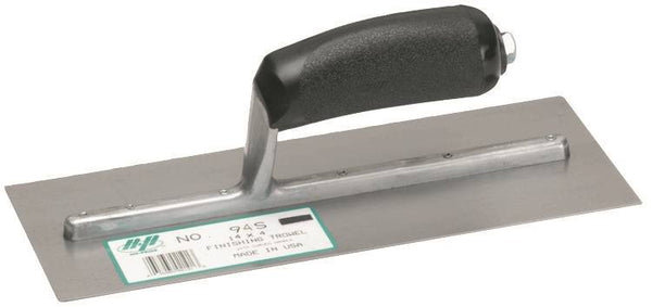 Marshalltown FT144P Finishing Trowel, 14 in L Blade, 4 in W Blade, Steel Blade, Curved Handle, Plastic Handle