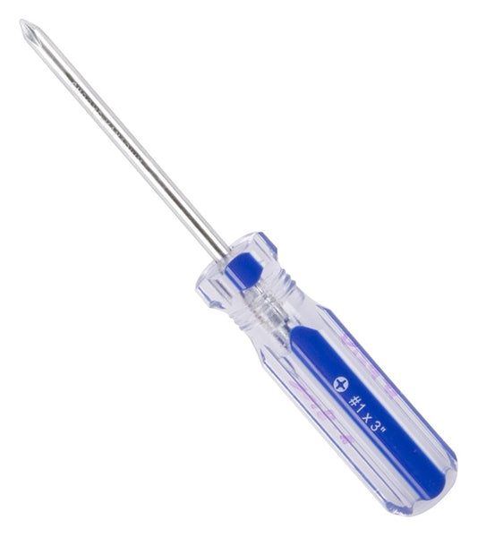 Vulcan TB-SD07 Screwdriver, #1 Drive, Phillips Drive, 6 in OAL, 3 in L Shank, Plastic Handle, Transparent Handle