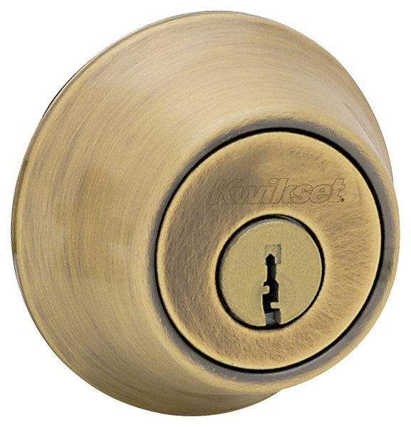 Kwikset 6605CPRACALRCSK6 Deadbolt, Alike Key, Steel, Antique Brass, 2-3/8 to 2-3/4 in Backset, K6 Keyway