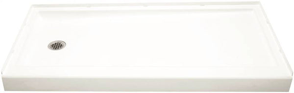 Sterling Ensemble 72171110-0 Shower Base, 60 in L, 30 in W, 5 in H, Vikrell, White, Alcove Installation, 3-5/16 in Drain