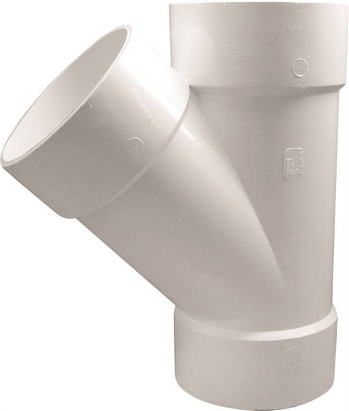 CANPLAS 192306 Pipe Wye, 6 in, Hub, PVC, White, SCH 40 Schedule