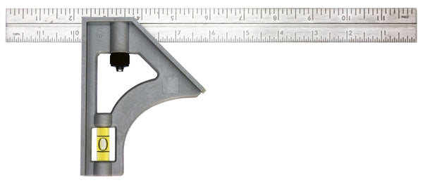 Johnson 415 Combination Square, 12 in L Blade, SAE Graduation, Stainless Steel Blade