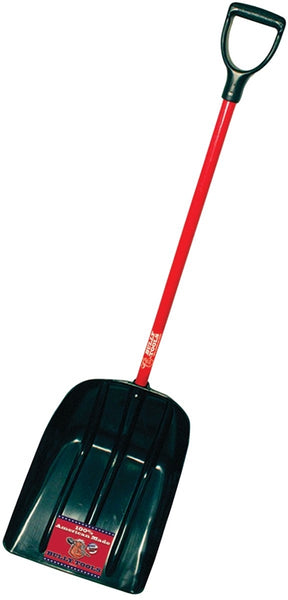 BULLY Tools 92400 Grain and Snow Shovel, 15 in W Blade, 19-3/4 in L Blade, Poly Blade, Fiberglass Handle, 53-1/2 in OAL