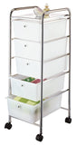 Simple Spaces G005-CH Storage Cart, 13 in OAW, 38-1/4 in OAH, 15-3/8 in OAL, 5-Shelf, White Shelf