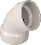 CANPLAS 192602L Pipe Elbow, 2 in, Hub, 60 deg Angle, PVC, White