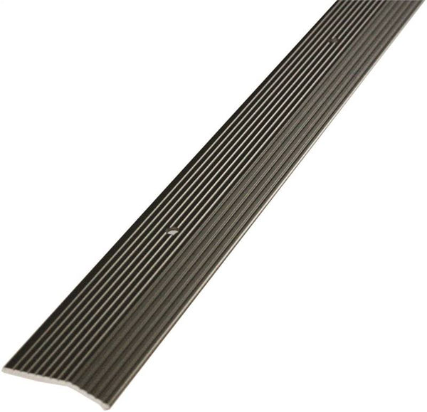 M-D 43854 Carpet Trim, 36 in L, 1-3/8 in W, Fluted Surface, Aluminum, Pewter