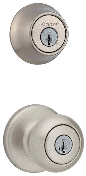 Kwikset 690CV-15 Knob Lockset, 3 Grade, Keyed Key, Satin Nickel, 2-3/8 x 2-3/4 in Backset, K6 Keyway, Left, Right Hand