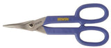 IRWIN 23010 Tinner Snip, 10 in OAL, 2 in L Cut, Curved, Straight Cut, Steel Blade, Double-Dipped Handle, Yellow Handle