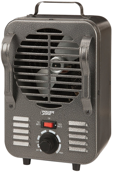 PowerZone LH872 Mini Milkhouse Heater, 12.5 A, 120 V, 750/1500 W, 1500 W Heating, 2-Heating Stage, Gray
