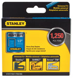 STANLEY STHT71837 Crown Staple, 27/64 in W Crown, 1/2 in L Leg, Steel, 0.05 ga Gauge, Glue Collation