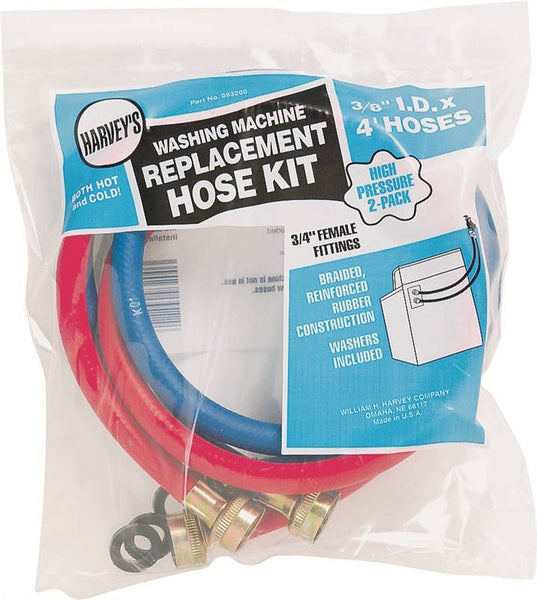 Harvey 093200 Washing Machine Inlet Hose, 3/8 in ID, 4 ft L, Female, EPDM Rubber