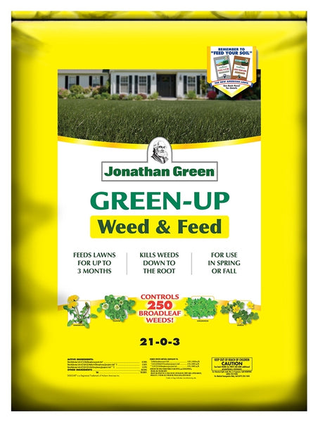 Jonathan Green Green-Up 12344 Weed and Feed Lawn Fertilizer, Granular, Ammonia, Sulphur, 15 lb Bag