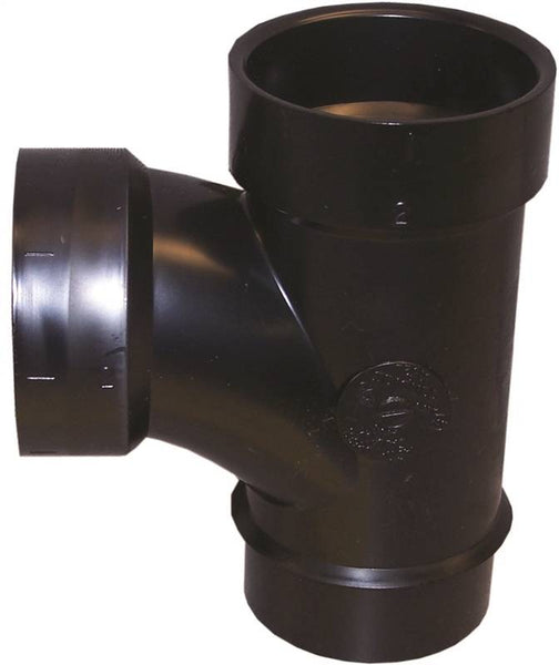 CANPLAS 105152LBC Sanitary Pipe Tee, 2 in, Spigot x Hub, ABS, Black