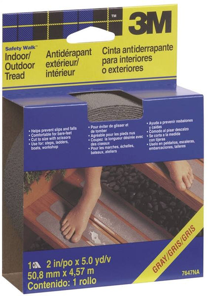 3M Safety-Walk 7647NA Tread, 180 in L, 2 in W, Gray
