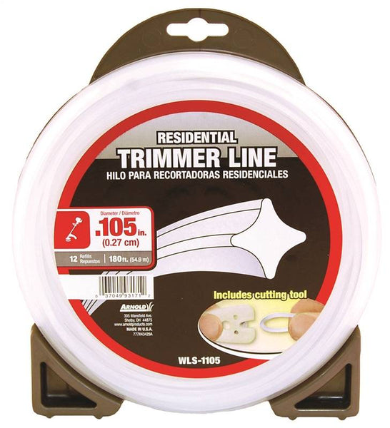 ARNOLD WLS-1105 Trimmer Line, 0.105 in Dia, 180 ft L, Nylon