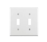 Leviton 001-88009-000 Non-Metallic Wallplate, 4-1/2 in L, 2-3/4 in W, 2 -Gang, Thermoset, White, Smooth