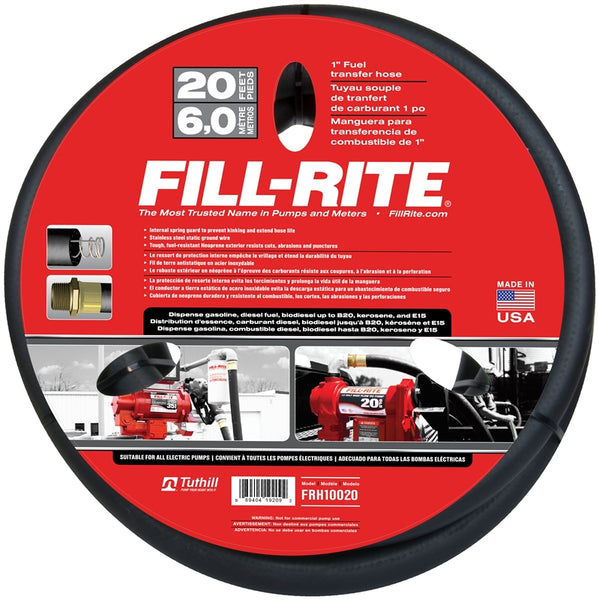 Fill-Rite FRH10020 Fuel Transfer Hose Male, 20 ft L, Neoprene, Black