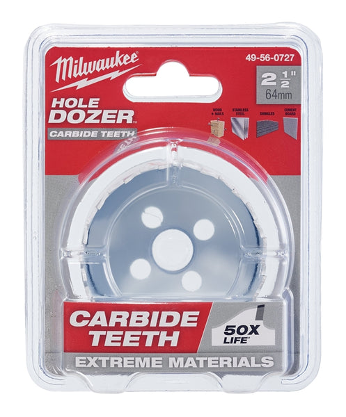 Milwaukee 49-56-0727 Hole Saw, 2-1/2 in Dia, 1.62 in D Cutting, 4 TPI, Carbide Cutting Edge