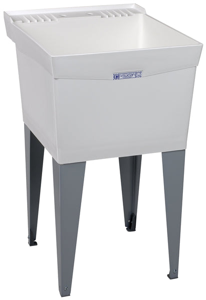 ELM UTILATUB Series 19F Laundry Tub, 18 gal Capacity, 2-Deck Hole, 24 in OAW, 24 in OAD, 20 in OAH, Thermoplastic