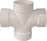 IPEX 192181 Double Sanitary Pipe Tee, 3 x 3 x 2 x 2 in, Hub, PVC, White, SCH 40 Schedule