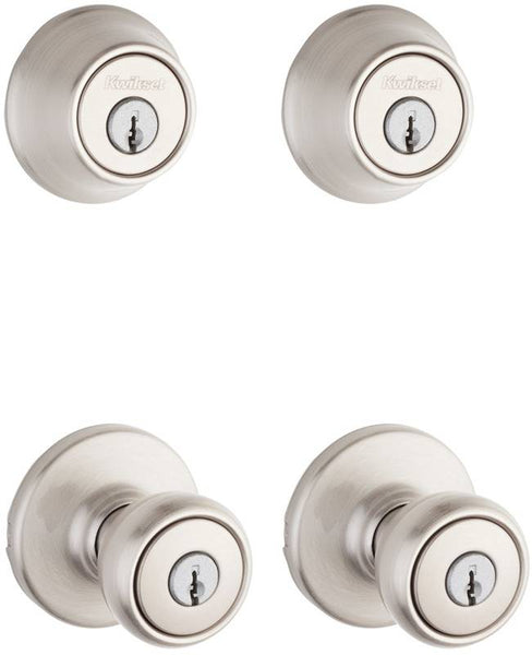 Kwikset 242T 15 K2 CP Deadbolt and Entry Lockset, 3 Grade, Keyed Alike Key, Metal, Satin Nickel, K2 Keyway