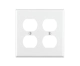 Leviton 88016 Receptacle Wallplate, 4-1/2 in L, 4-9/16 in W, 2 -Gang, Thermoset Plastic, White, Smooth