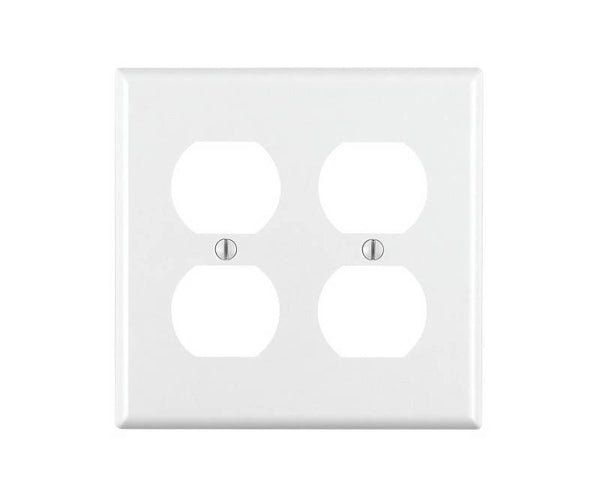 Leviton 88016 Receptacle Wallplate, 4-1/2 in L, 4-9/16 in W, 2 -Gang, Thermoset Plastic, White, Smooth