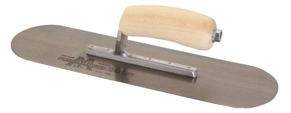 Marshalltown SP14 Pool Trowel, Hardened Steel Blade, Curved Handle, Wood Handle, 4 in OAW