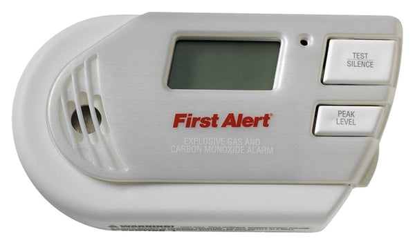 FIRST ALERT 1039760 Explosive Gas/Carbon Monoxide Alarm, Digital Display, 85 dB, Alarm: Audio