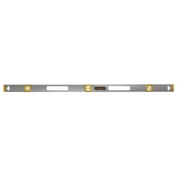 STANLEY 42-076 I-Beam Level, 48 in L, 3 -Vial, 1 -Hang Hole, Non-Magnetic, Aluminum, Silver